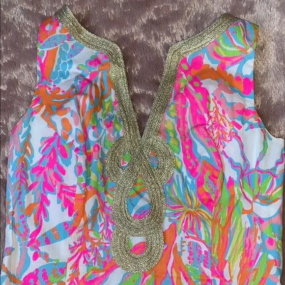 Lily Pulitzer Shift Dress with Gold Detail - Picture 3 of 4